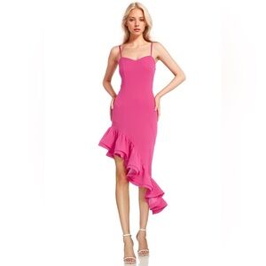 One33 Social by Badgley Mischka - Cha Cha Asymmetrical Ruffle Dress/Pink/Size 0